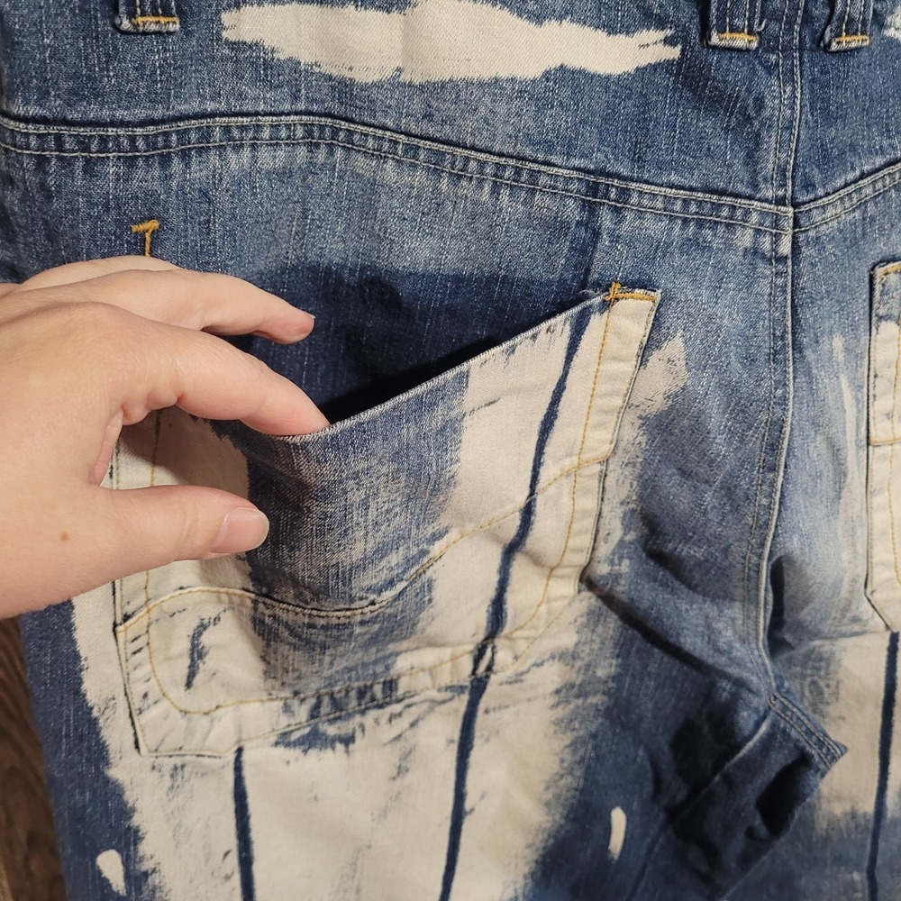 Vintage Y2K RAW BLUE Wide Leg Baggy Jeans 40x32 Paint Grunge Skater Streetwear - Picture 7 of 13